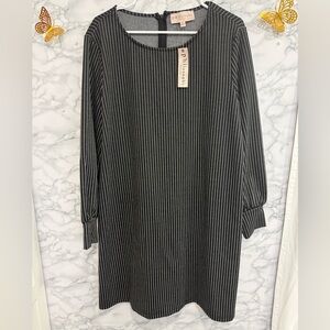 Philosophy Women's Black Pinstripe Long Sleeve Dress